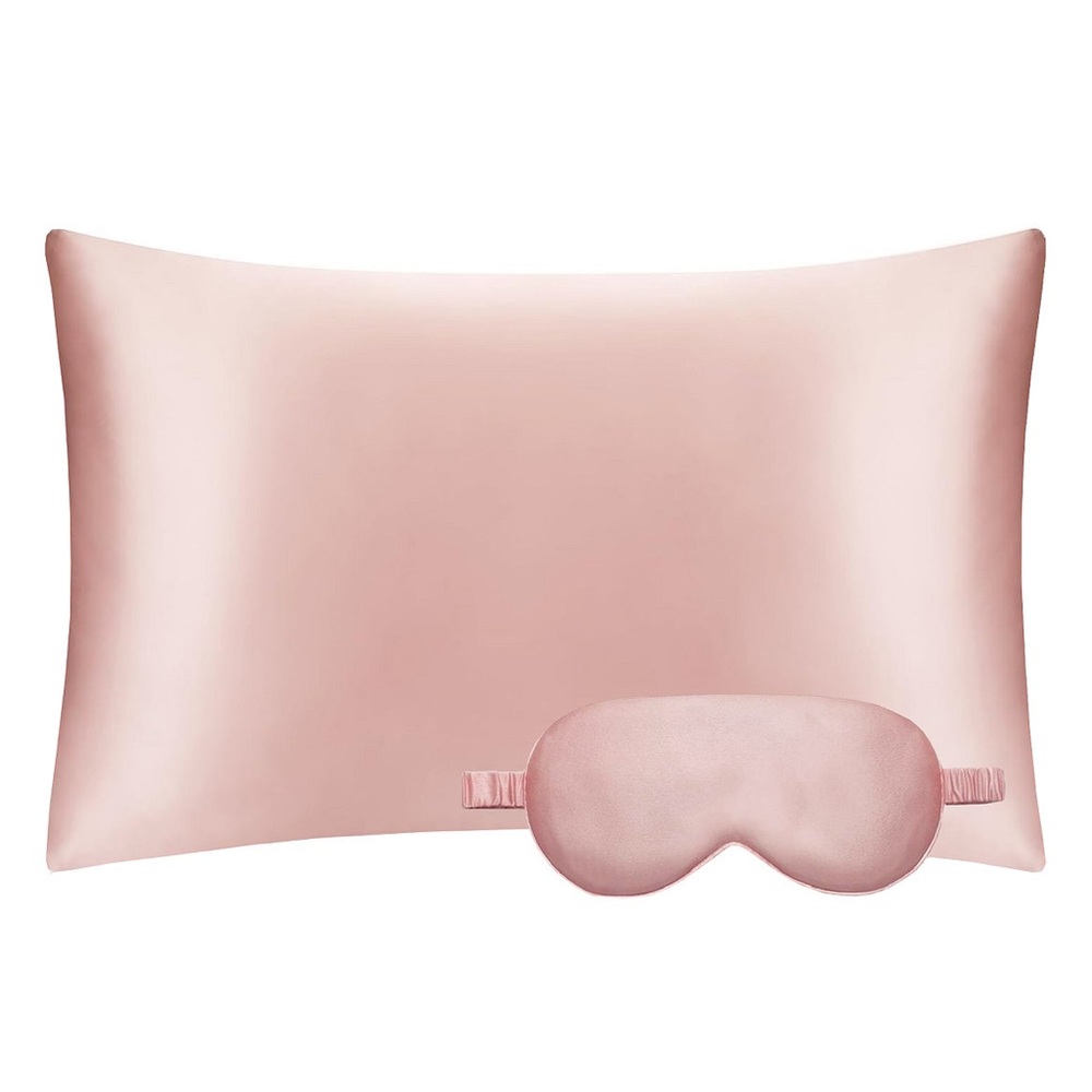 Satin  Pillowcase and Eye Mask Set in Pink